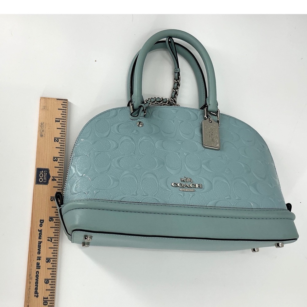 Coach Mini Sierra Satchel F58540 Patent‎ Leather Blue | Crossbody | Authentic - Picture 12 of 12